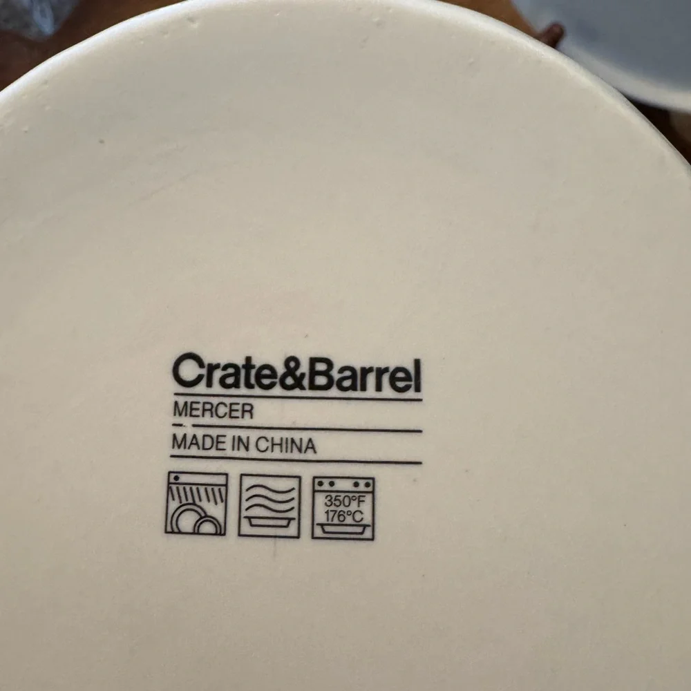 2 Crate & Barrel Soup And Sandwich Set Mercer White Jumbo 20 oz Farmhouse